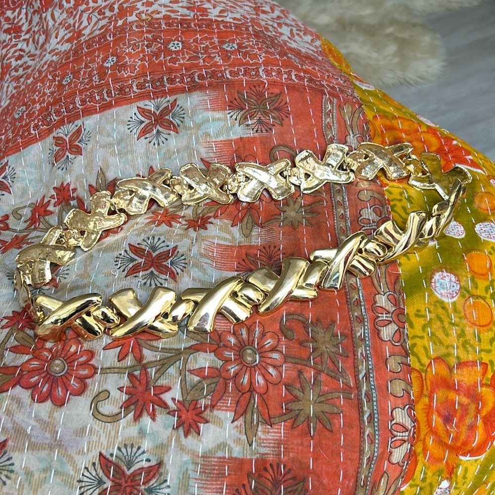 Vintage Gold Tone X Link Chain Belt